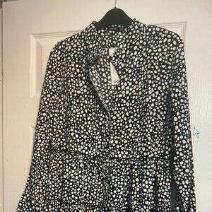 Boohoo Monochrome Polka Dot Dress